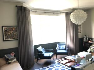 Twin Pleat Curtains for Reception with Four Bend Bay Pole