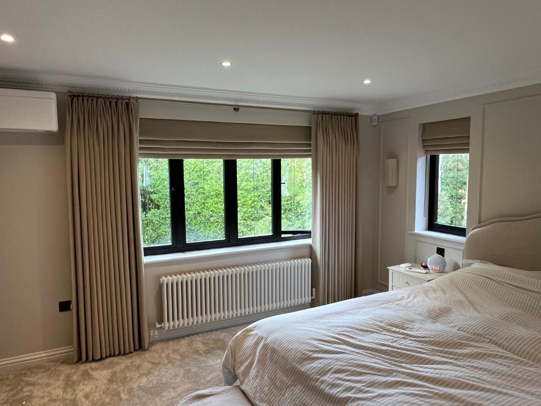 Curtains and Roman Blinds in our Brushed Cotton fitted in Brookmans Park, Herts